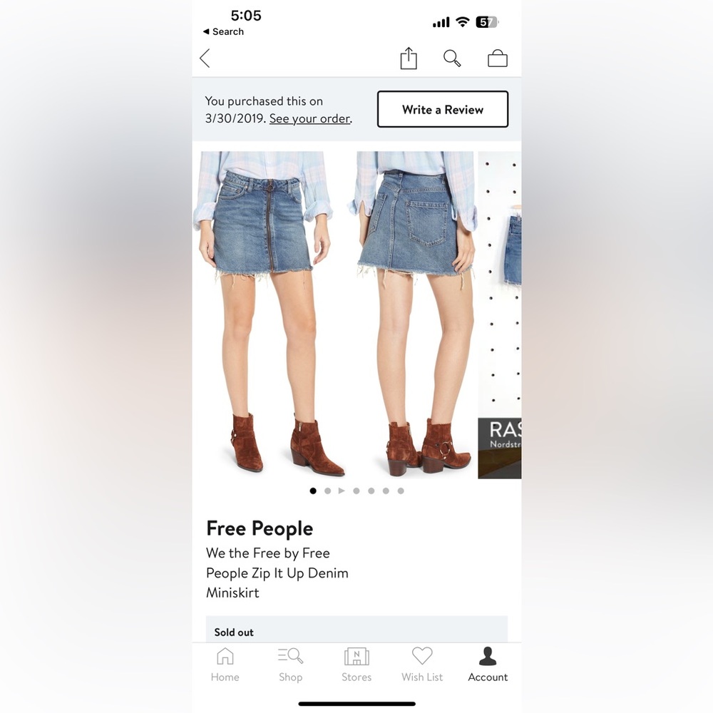 We the free denim zip mini skirt